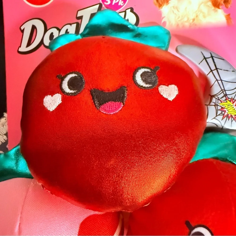 Valentine Dessert Dog Toy Set 3 Pack Plush Squeaky Kawaii Strawberry Cupcake